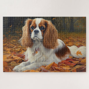 Cavalier King im Herbst Leaves Fall Inspiriert Puzzle