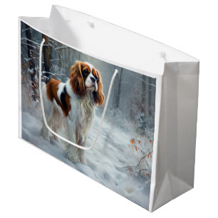 Cavalier King Lass es schneien Weihnachten Gebürst Große Geschenktüte