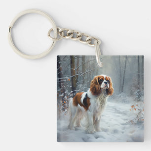 Cavalier King Lass es schneien Weihnachten Gebürst Schlüsselanhänger