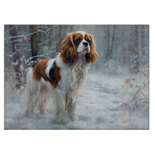Cavalier King Lass es schneien Weihnachten Gebürst Schneidebrett