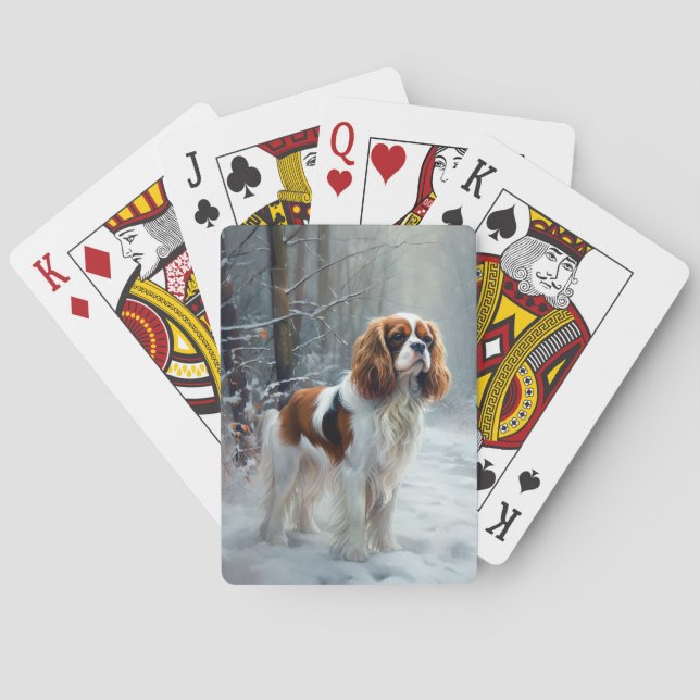 Cavalier King Let It Snow Christmas gebürstet Spielkarten (Rückseite)