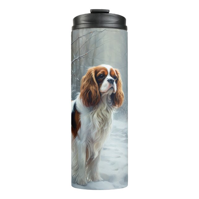 Cavalier King Let It Snow Christmas gebürstet Thermosbecher (Vorderseite)