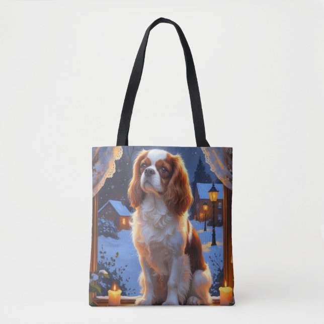 Cavalier King mit Weihnachtsbeleuchtung Urlaub (Vorderseite)