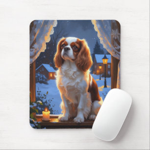 Cavalier King mit Weihnachtsbeleuchtung Urlaub Mousepad
