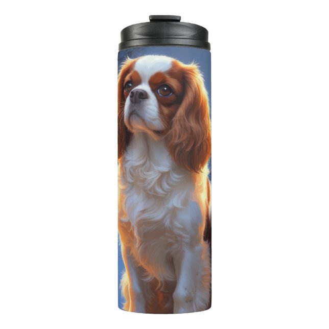 Cavalier King mit Weihnachtsbeleuchtung Urlaub Thermosbecher (Vorderseite)