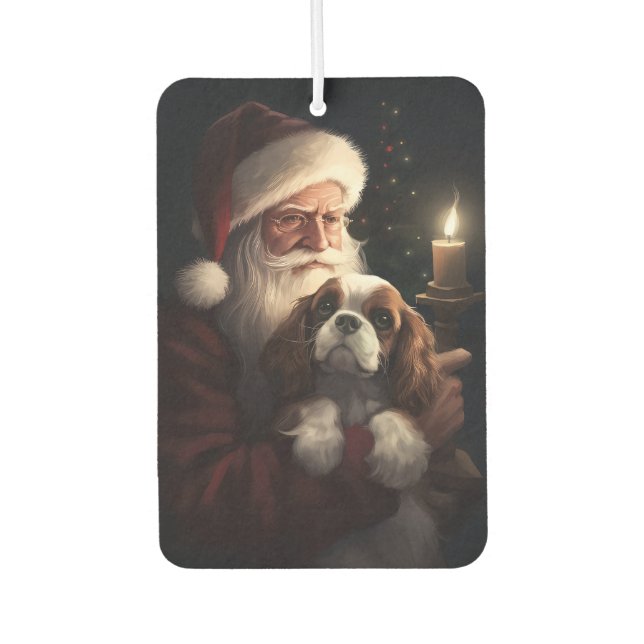 Cavalier King mit Weihnachtsfeiertag Autolufterfrischer (Vorderseite)