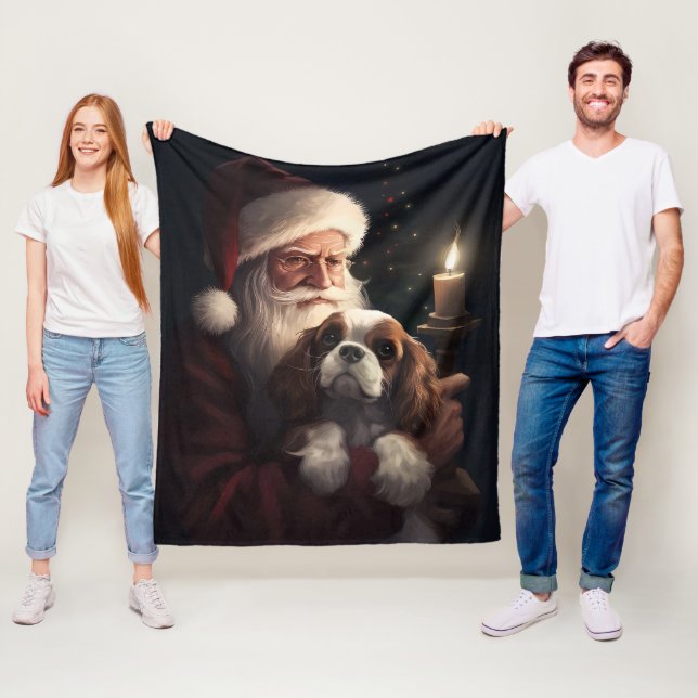 Cavalier King mit Weihnachtsfeiertag Fleecedecke (Beispiel)
