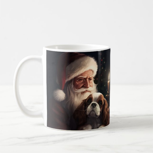 Cavalier King mit Weihnachtsfeiertag Kaffeetasse (Links)