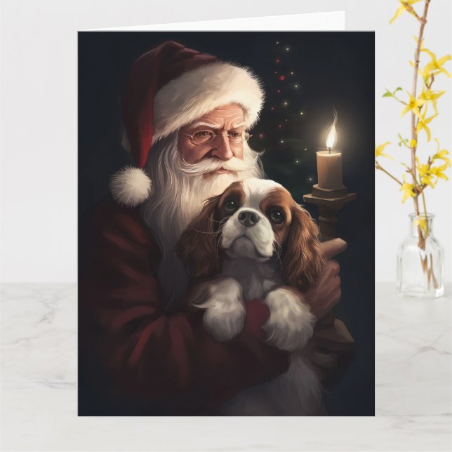 Cavalier King mit Weihnachtsfeiertag Karte (Gelbe Blume)