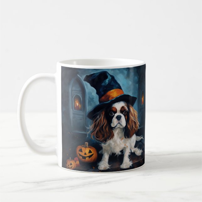 Cavalier King Pumpkins Halloween Beängstigend Kaffeetasse (Links)