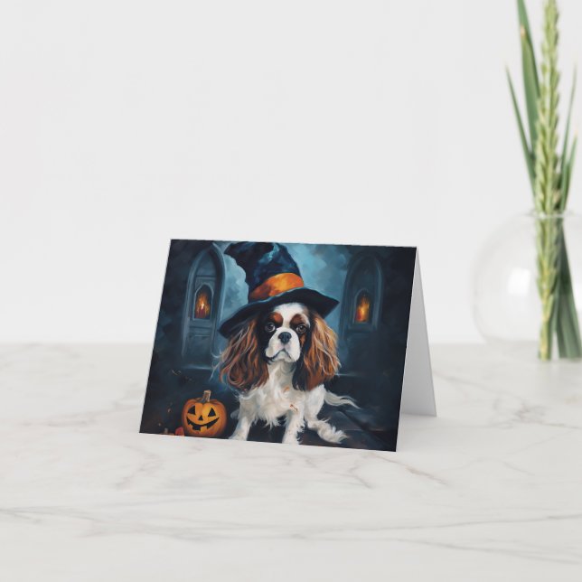 Cavalier King Pumpkins Halloween Beängstigend Karte (Vorderseite)