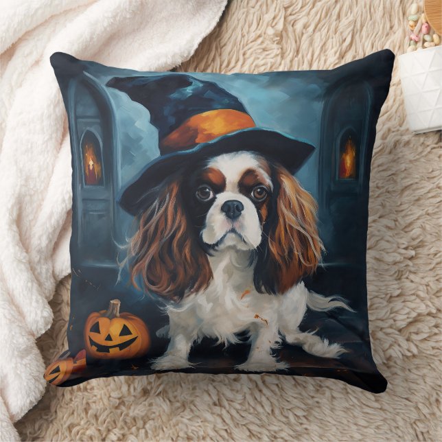 Cavalier King Pumpkins Halloween Beängstigend Kissen (Decke)