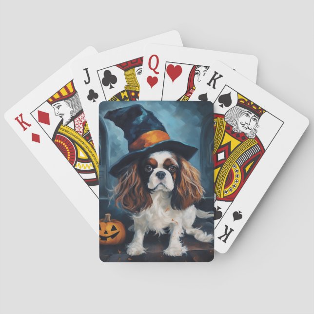 Cavalier King Pumpkins Halloween Beängstigend Spielkarten (Rückseite)