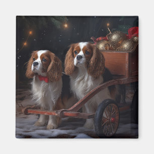 Cavalier King Schnee-Schlitten-Weihnachtsdekoratio Magnet