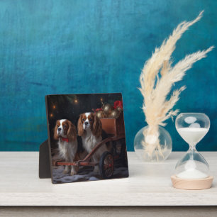 Cavalier King Snowy Sleigh Weihnachtsdekor Fotoplatte