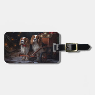 Cavalier King Snowy Sleigh Weihnachtsdekor Gepäckanhänger