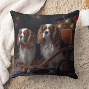 Cavalier King Snowy Sleigh Weihnachtsdekor Kissen