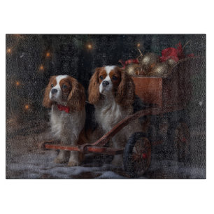 Cavalier King Snowy Sleigh Weihnachtsdekor Schneidebrett