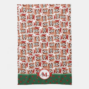 Cavalier King Spaniel Monogramm Weihnachtshund Geschirrtuch