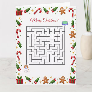 Cavalier King Weihnachts-Labyrinth-Puzzle Feiertag Karte