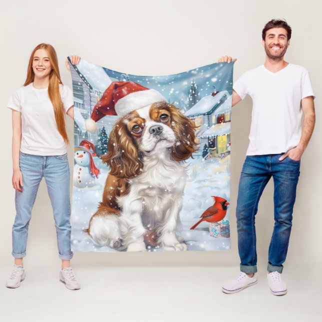 Cavalier King Winter Wonderland Christmas Joy Fleecedecke (Beispiel)
