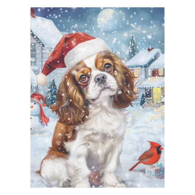 Cavalier King Winter Wonderland Christmas Joy Tischdecke (Vorderseite)