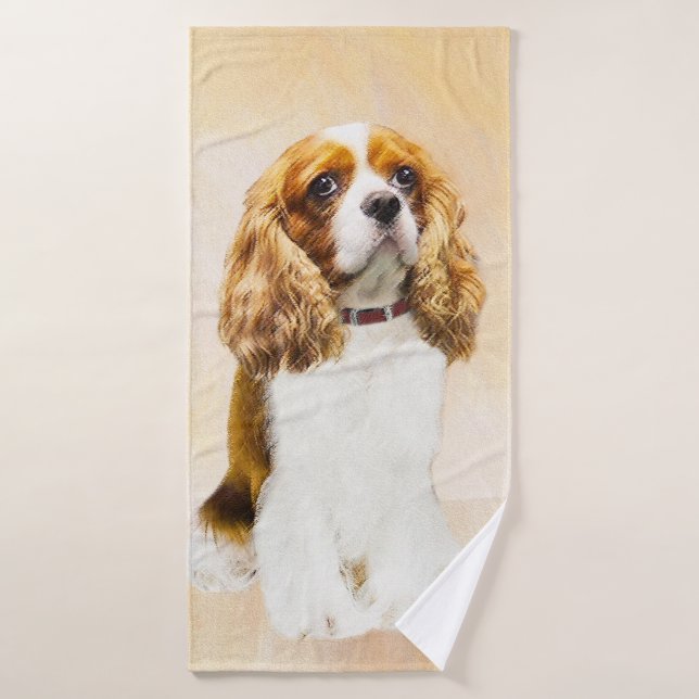 Cavalier König Charles Spaniel Original Malerei Badhandtuch Set (Badehandtuch)
