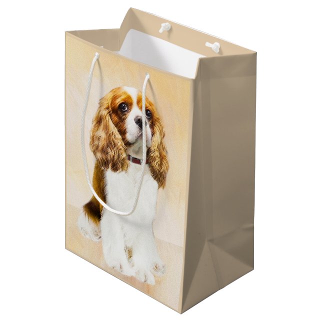 Cavalier König Charles Spaniel Original Malerei Mittlere Geschenktüte (Vorderseite Schrägansicht)