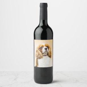 Cavalier König Charles Spaniel Original Malerei Weinetikett