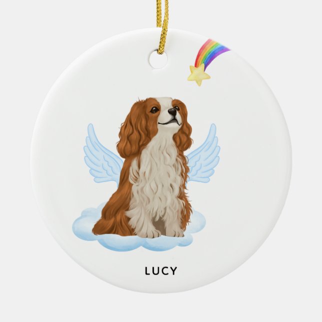 Cavalier Spaniel Angel Personalisiert Dog Memorial Keramik Ornament (Vorne)