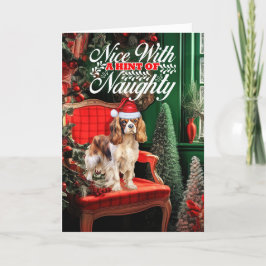 Cavalier Spaniel Christmas Dog Naughty oder Nice Feiertagskarte