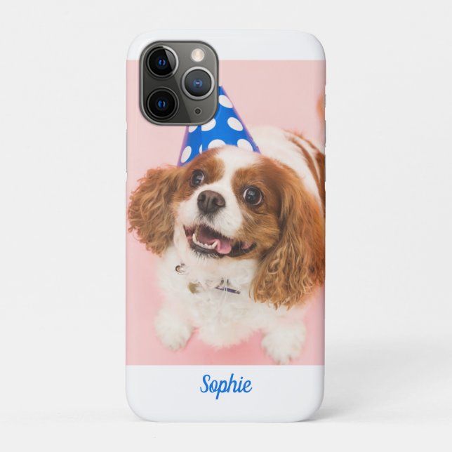 Cavalier Spaniel Dog oder Ihr Foto, Blauer Name Case-Mate iPhone Hülle (Rückseite)
