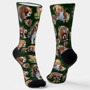 Cavalier Spaniel Foto Collage, Crew Socken