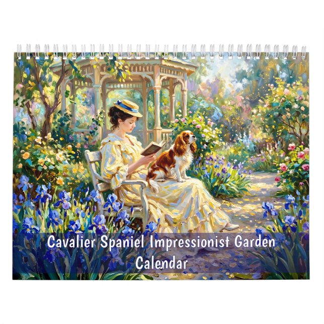 Cavalier Spaniel Impressionistischer Gartenkalende Kalender (Titelbild)