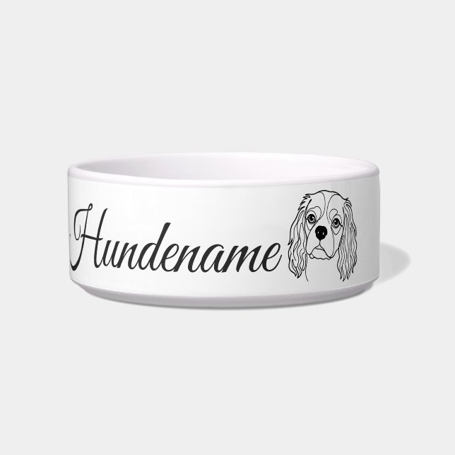 Cavalier Spaniel Line Art personalized bowl Napf (Vorderseite)