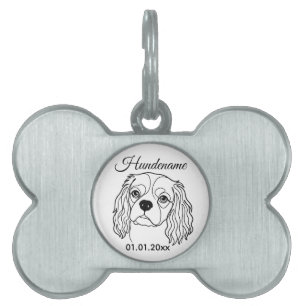 Cavalier Spaniel Line Art Personalized Tag Tiermarke