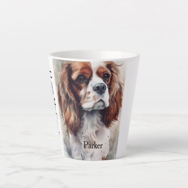 Cavalier Spaniel Moder Watercolor Portrait Cup Milchtasse (Vorderseite)