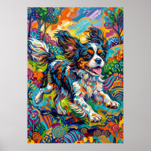 Cavalier Spaniel Psychedelische Kunst Poster