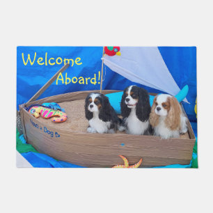 Cavalier Spaniel Willkommen auf der Anwesenheitsma Fußmatte