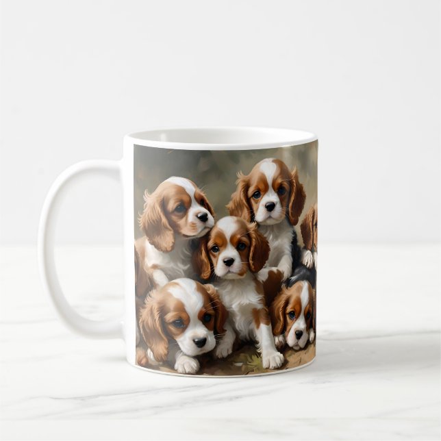 Cavalier Spanier Welpen nur zu Niedlich, Kaffeetasse (Links)