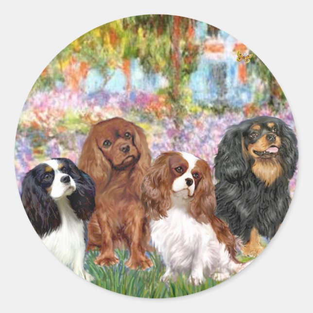 Cavaliers (4) - im Monet-Garten Runder Aufkleber (Vorderseite)