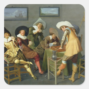 Cavaliers in einer Taverne Quadratischer Aufkleber