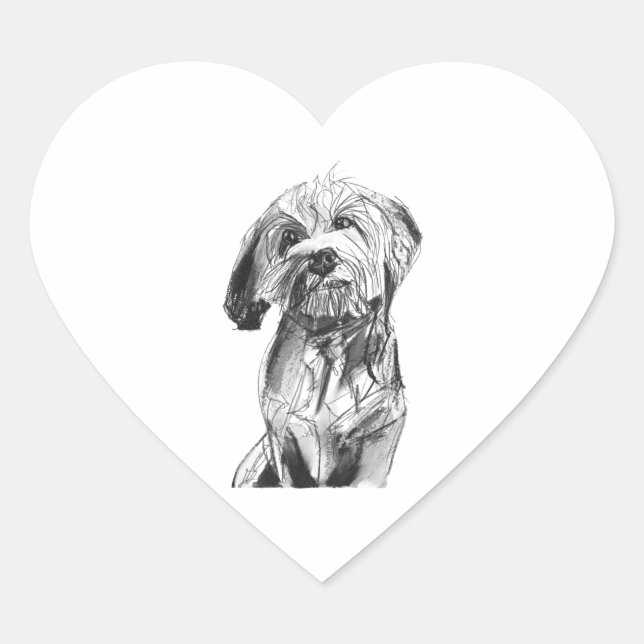 Cavapoo-Aufkleber, Hunde-Liebhaber-Illustration Herz-Aufkleber (Vorderseite)