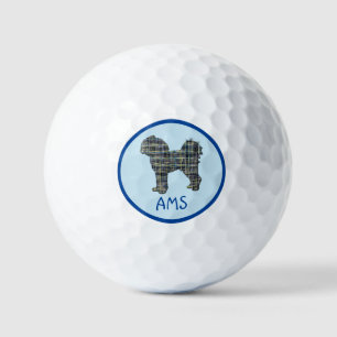 Cavapoo Cavoodle Dog Silhouette Monogramm Grid Bla Golfball