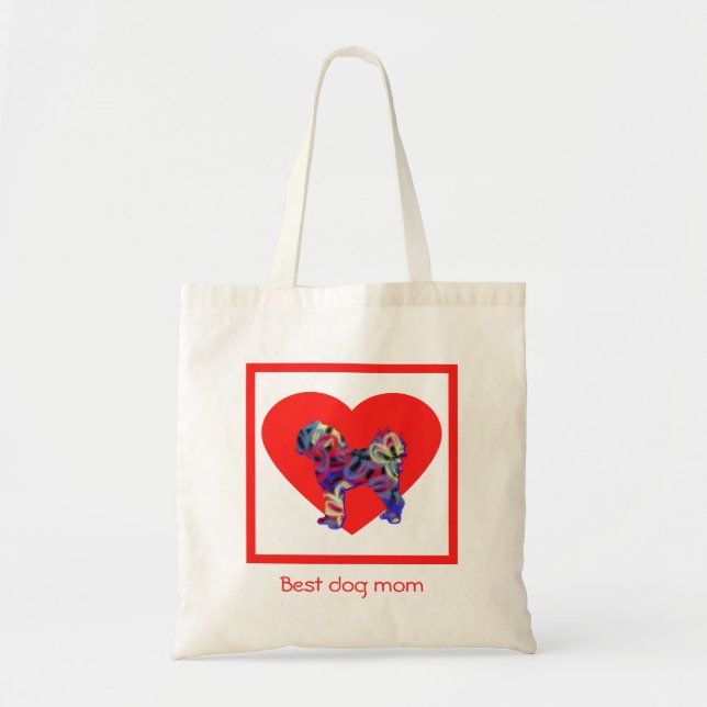 Cavapoo Cavoodle Dog Silhouette Red Best Dog Mama Tragetasche (Vorne)