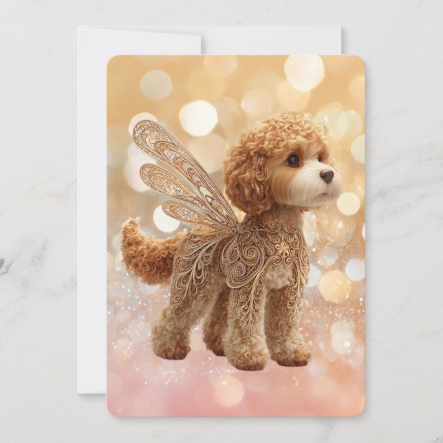 Cavapoo Cavoodle Engel Fee Geburtstag Einladung (Vorderseite)