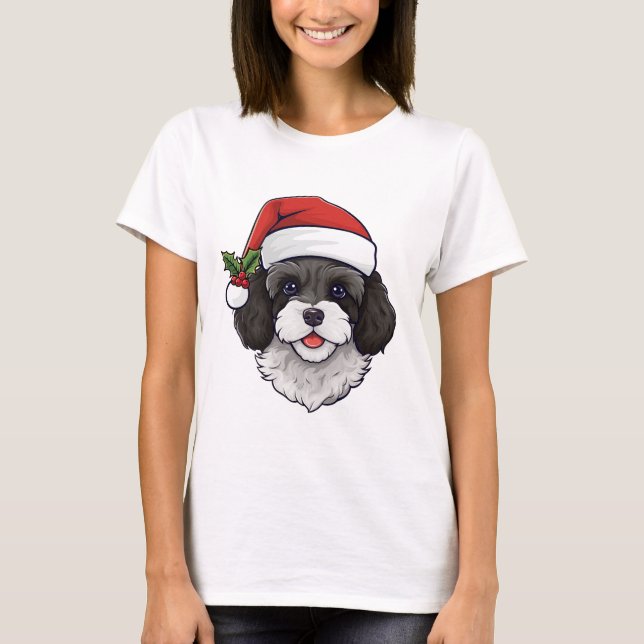 Cavapoo Cavoodle T - Shirt - Schwarz & Weiß (Vorderseite)