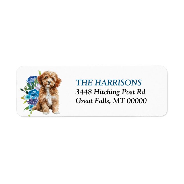 Cavapoo Dog Blue Floral (Vorne)
