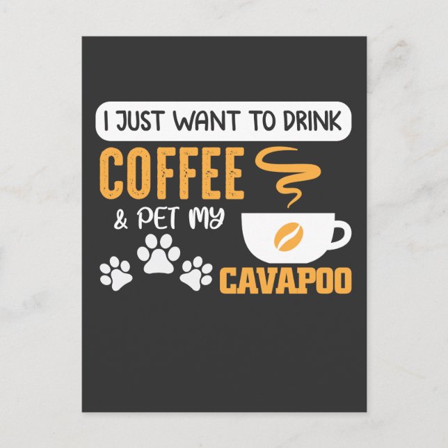 Cavapoo Dog Eigentümer Kaffee Bean Drink Postkarte (Vorderseite)