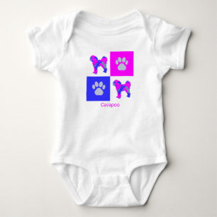 Cavapoo Dog & Paw Pink und Blau Baby Strampler